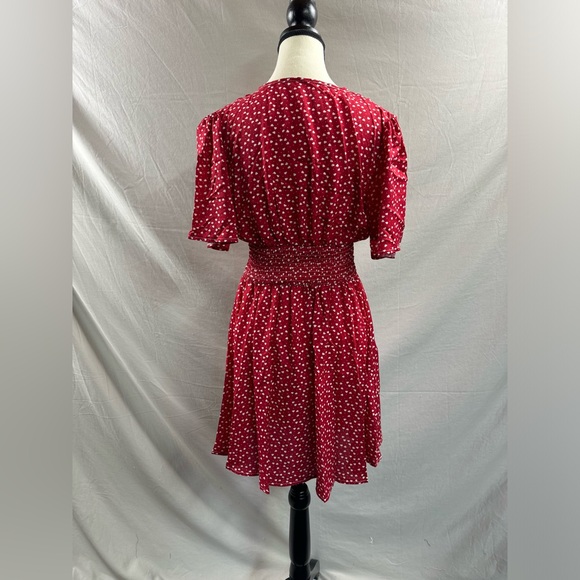 Heart Pattern Ruffle Sleeve Dress Red - Picture 9 of 9